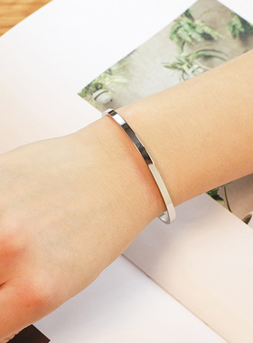 钛钢不掉色ins简约金色光面开口