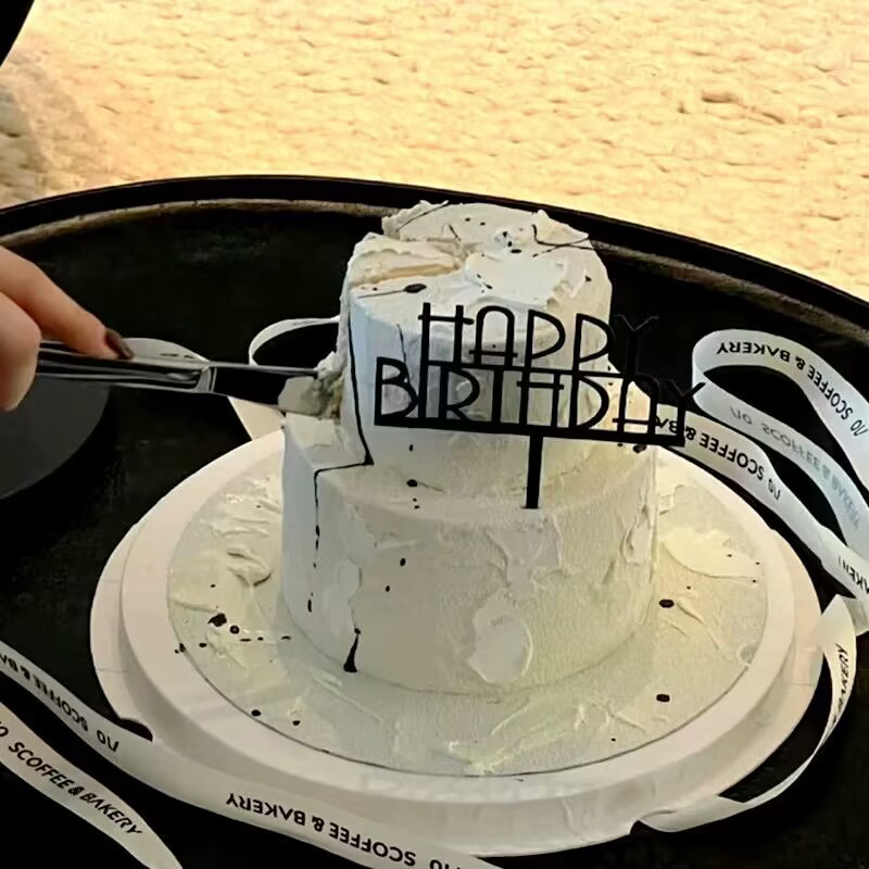 亚克力英文Happy Birthday插件小红书同款简约蛋糕装饰甜品台装扮-图0