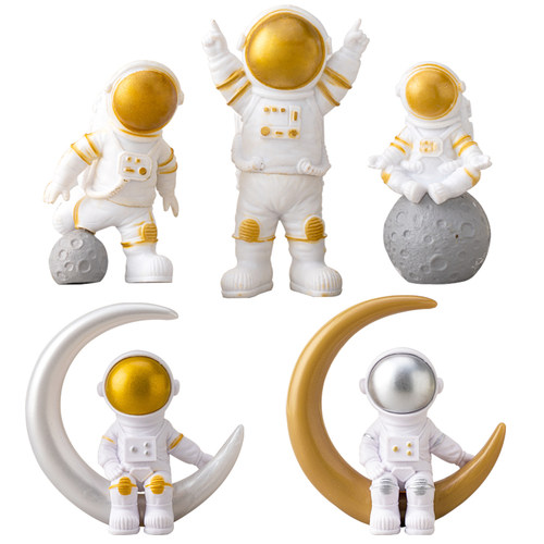 太空宇航员生日蛋糕摆件儿童银河系宇宙装饰黑白星球飞船周岁插件 - 图0