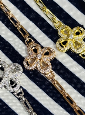 手链925银镀白金玫瑰金镶嵌