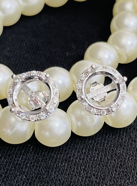 刻面宝石空托圆形宝石925银