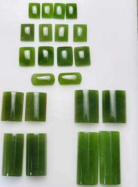 天然和田玉碧玉菠菜绿长方桥面