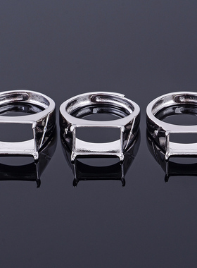 925银镀白金裸石戒指空托