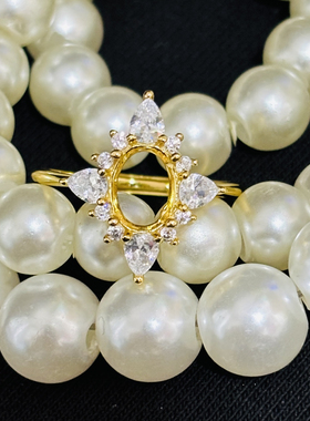 925银镀白金黄金玫瑰金空托镶嵌