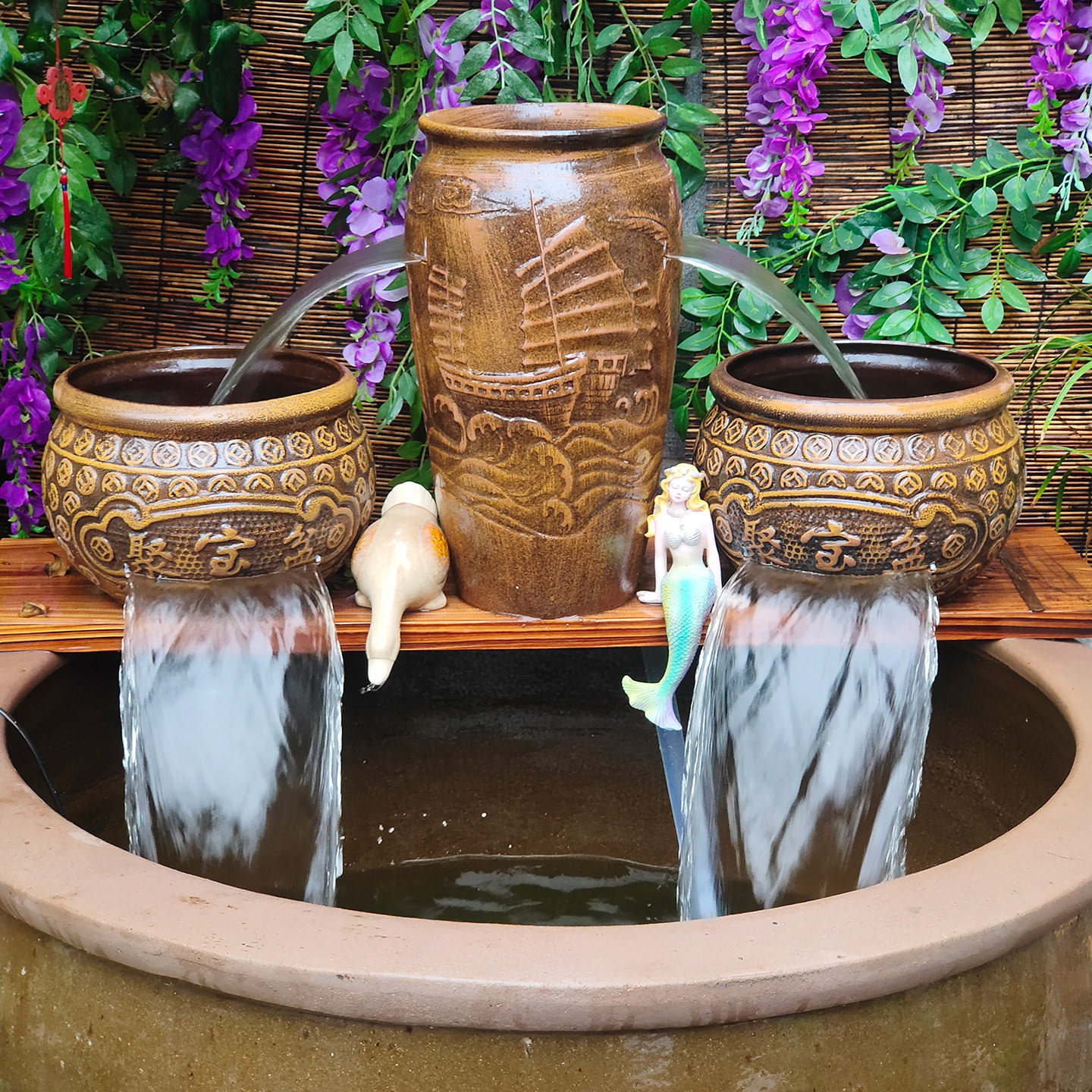古法生态养鱼循环瀑布流水陶罐庭院水循环现代创意流水造景摆件,淘宝优惠券,粉丝福利购,淘宝优惠卷