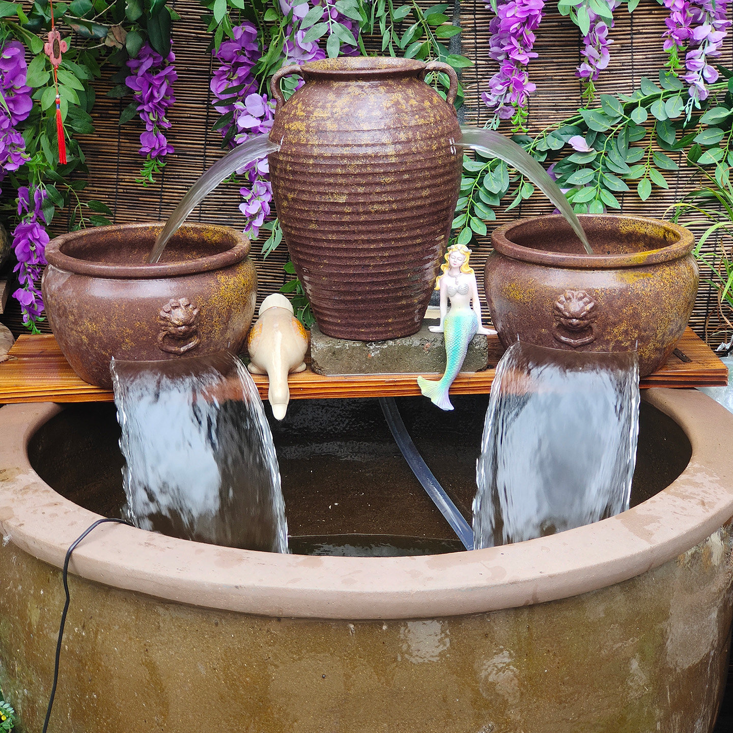 古法生态养鱼循环瀑布流水陶罐庭院水循环现代创意流水造景摆件,淘宝优惠券,粉丝福利购,淘宝优惠卷