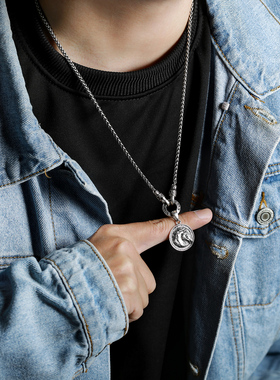 个性马到成功纯银马头吊坠复古