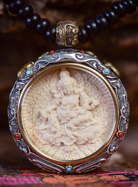 高档原创纯银本命佛唐卡纯银吊坠