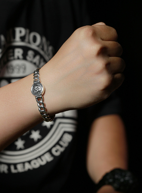 黄财神转动手链纯银古巴唐草纹