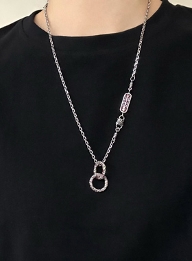 纯银乾坤圈朱砂圆环吊坠复古个性