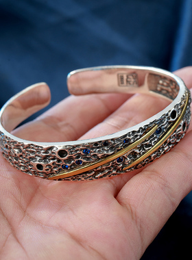 镂心星空手镯纯银小众设计男士