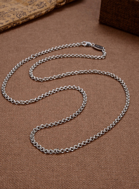 双环项链纯银简约六字真言o字链