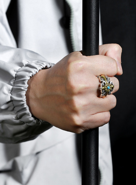 十字架戒指纯银常青藤食指复古