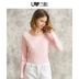 Ba khẩu súng nhiệt đồ lót nữ cotton mùa thu và mùa đông ren dài dài chủ yếu cotton ấm áo sơ mi chạm đáy áo len cotton - Áo ấm