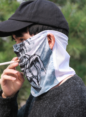 钓鱼冰丝面巾面罩围脖冰丝遮阳面罩脖套薄款巾男围脖夏季骑行钓鱼