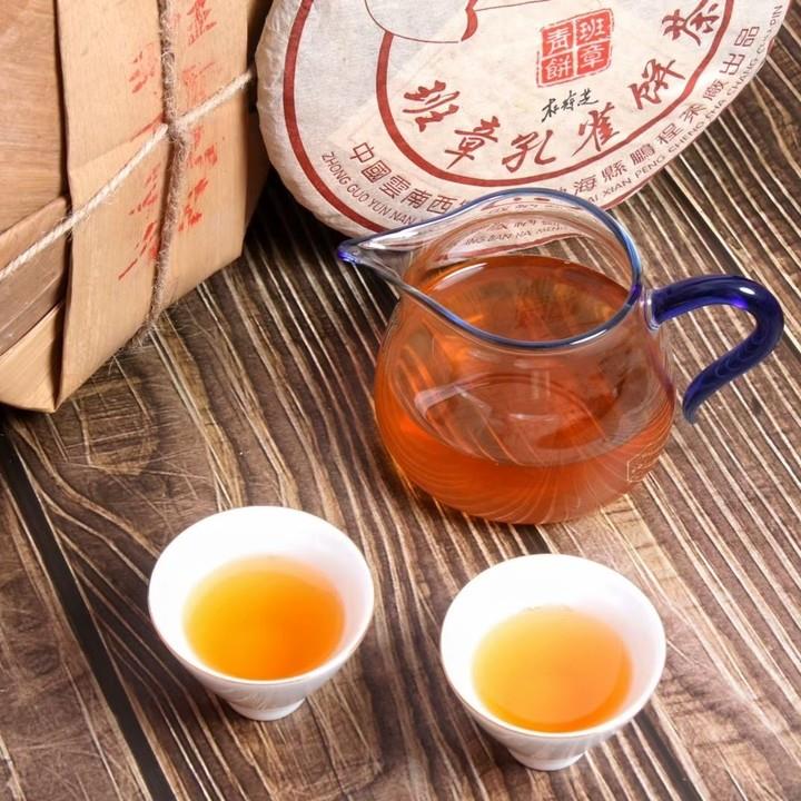 普洱生茶2009年鹏程茶厂五星班章孔雀青饼云南大叶种357g生普茶饼 - 图0