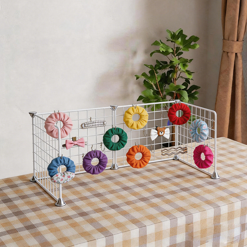 Desktop grid hairpin hair tie storage rack