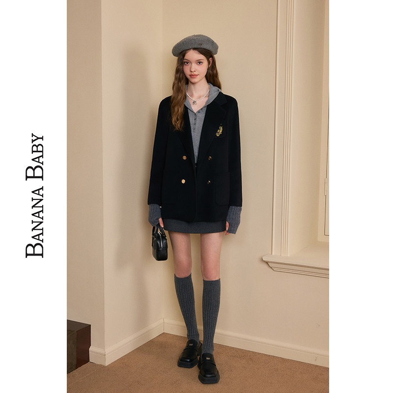 BANANA BABY冬新款100%绵羊毛学院风毛呢外套女双面呢大衣,淘宝优惠券,粉丝福利购,淘宝优惠卷