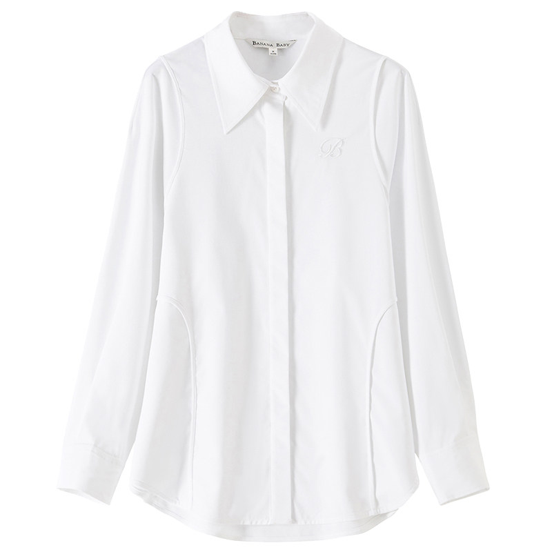 BANANA BABY冬季新款高级感通勤白色衬衫女气质polo领上衣