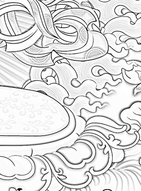 工笔画白描底稿唐卡作明佛母条幅