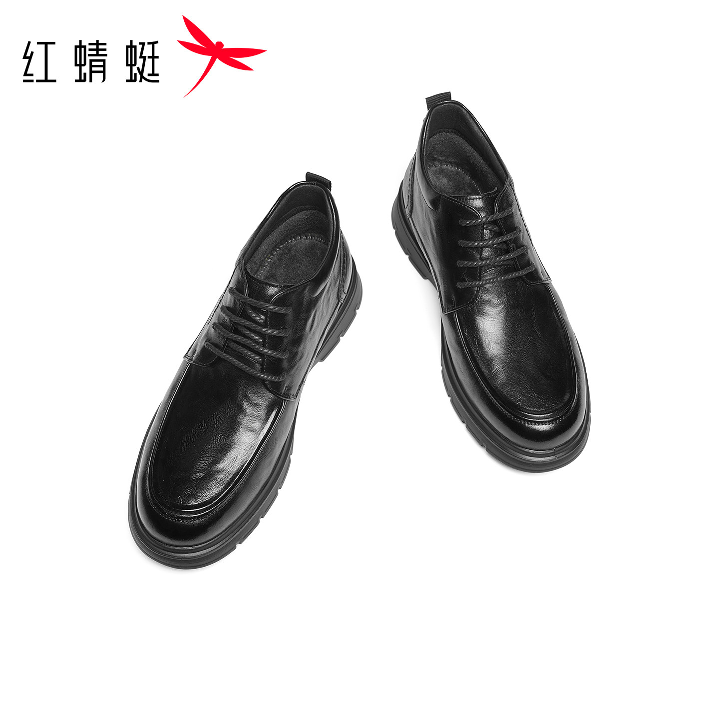 红蜻蜓高帮鞋2025冬季新款男鞋厚底系带休闲皮鞋加绒保暖爸爸棉鞋,淘宝优惠券,粉丝福利购,淘宝优惠卷