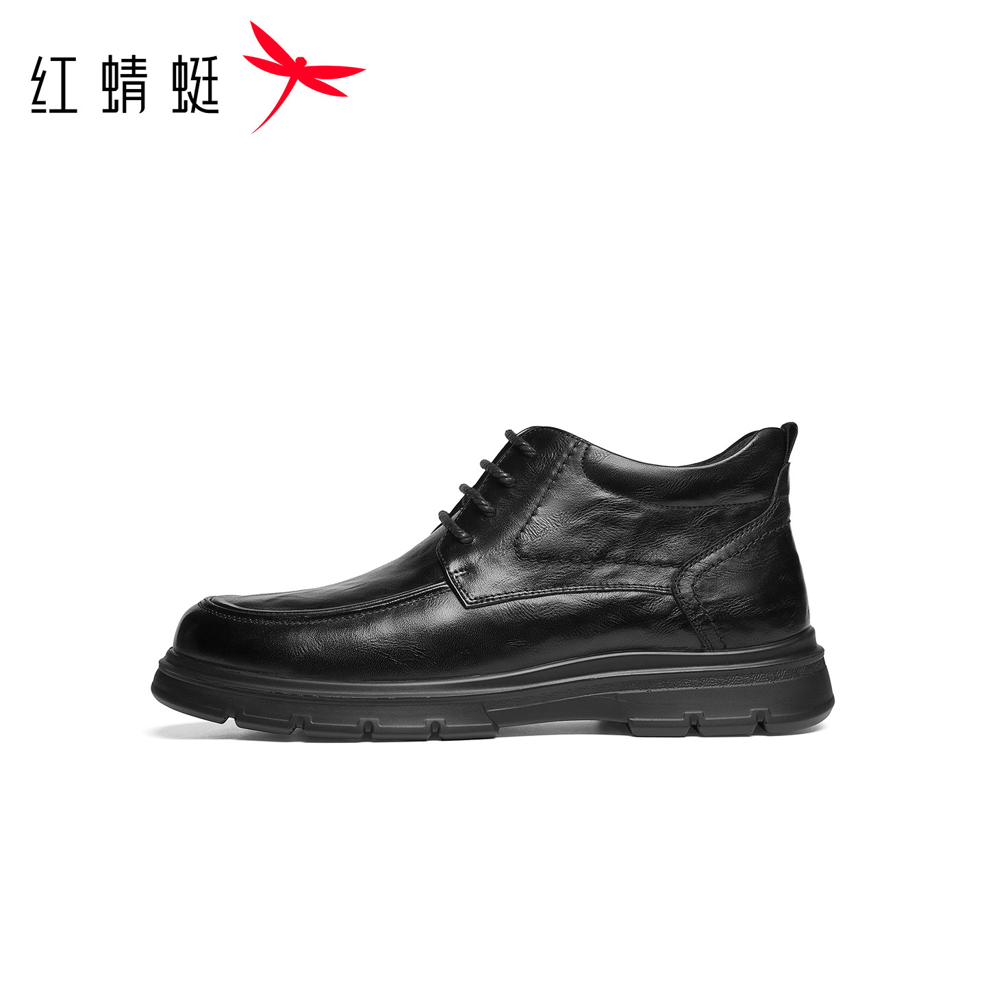 红蜻蜓高帮鞋2025冬季新款男鞋厚底系带休闲皮鞋加绒保暖爸爸棉鞋,淘宝优惠券,粉丝福利购,淘宝优惠卷