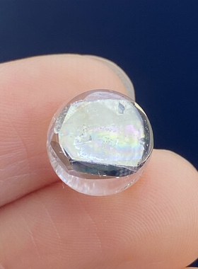 天然水晶包裹体七彩黄铜矿吊坠圆珠DIY铜矿单珠饰品项链10.5mm