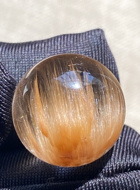 天然水晶顺发黄兔毛吊坠圆珠DIY兔毛单珠饰品项链15.5mm 一物一图
