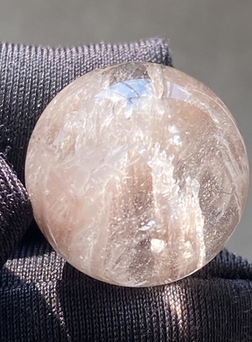 天然水晶包裹体浅粉碧玺吊坠圆珠DIY水晶单珠饰品项链17mm