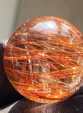 天然水晶发晶吊坠圆珠DIY水晶单珠饰品项链21mm一物一图