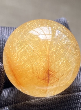 天然水晶发晶吊坠圆珠DiY水晶单珠饰品项链19.5mm一物一图