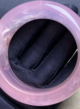 天然粉水晶手镯 原石打磨六芒星粉晶手镯手串手链礼物59内径特惠