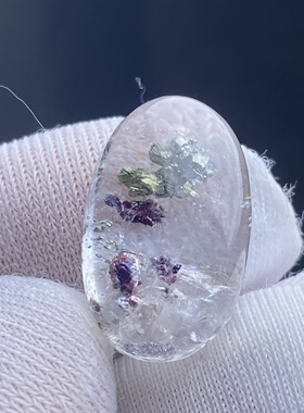 天然水晶包裹体紫铜矿吊坠裸石蛋面DIY铜矿饰品项链可做戒指