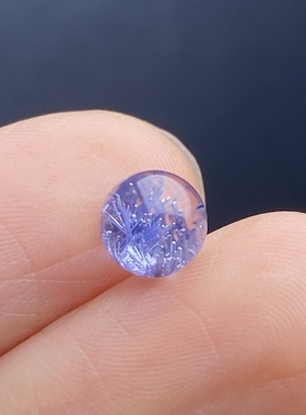 天然水晶蓝发晶吊坠圆珠DIY蓝线石单珠饰品可做戒指6mm一物一图