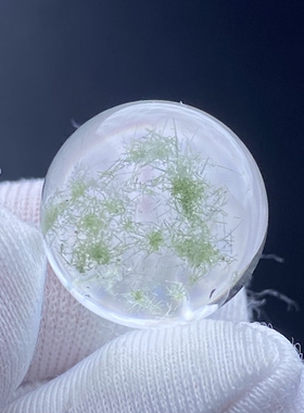 天然水晶绿发晶吊坠圆珠DIY发晶单珠饰品项链14mm一物一图