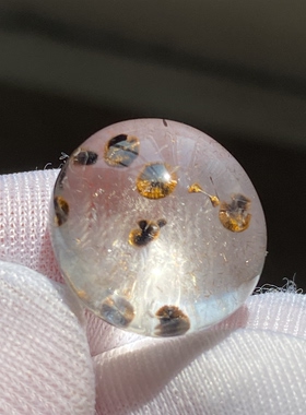 天然水晶包裹体针铁矿花吊坠裸石蛋面DIY矿石饰品项链一物一图