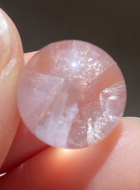 天然水晶包裹体粉色矿石吊坠圆珠DIY矿石单珠饰品项链13.5mm