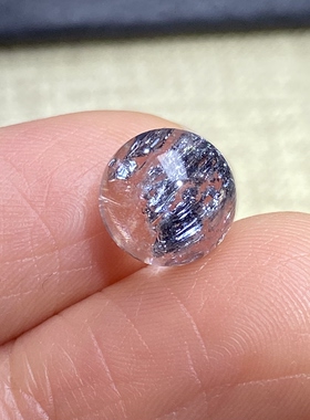 天然水晶包裹体铁矿吊坠圆珠DIY水晶单珠饰品可做戒指8mm一物一图