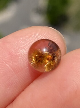 天然水晶发晶花吊坠圆珠DIY发晶单珠饰品项链可做戒指7mm一物一图