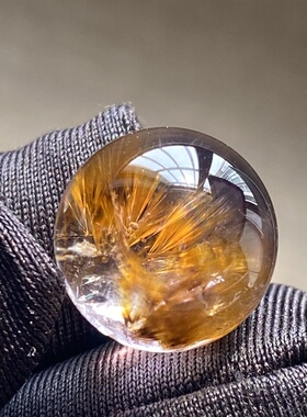 天然水晶紫钛吊坠圆珠DIY紫发单珠饰品项链13.5mm一物一图