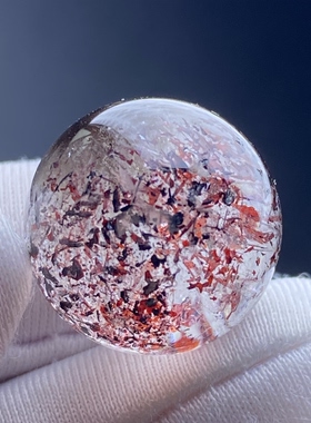 天然水晶草莓晶吊坠圆珠DIY水晶单珠饰品项链16mm一物一图