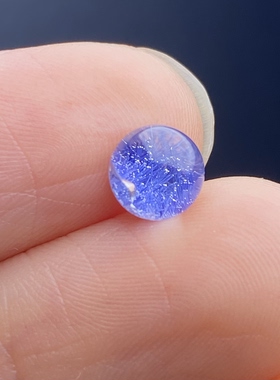 天然水晶蓝发晶吊坠圆珠DIY蓝线石包裹晶中晶单珠饰品可做戒指6mm