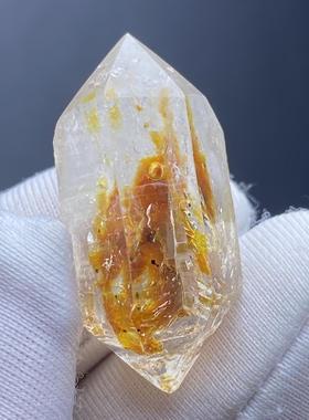 天然水晶油胆双尖吊坠男女款水胆饰品项链一物一图