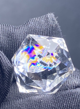 天然白水晶彩虹切面裸石吊坠DIY七彩水晶饰品项链一物一图