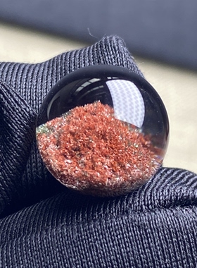 天然水晶红幽灵银山金字塔吊坠圆珠DIY幽灵单珠饰品项链12mm
