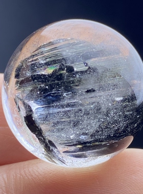 天然水晶包裹体双色蓝绿碧玺吊坠圆珠DIY碧玺单珠饰品项链20mm