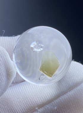 天然水晶包裹体矿石吊坠圆珠DIY水晶单珠饰品项链15mm一物一图