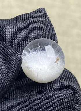 天然水晶包裹体白兔毛花吊坠圆珠DIY兔毛水晶单珠饰品10.5mm