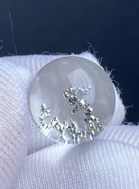 天然水晶包裹体黄铜矿吊坠圆珠DIY铜矿单珠饰品项链11mm一物一图