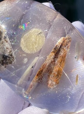 天然水晶包裹体矿石吊坠男女款方解石饰品项链挂坠 一物一图